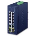 IFGS-1022TF   - Industrial 8-Port 10/100TX + 2-Port Gigabit TP/SFP Combo Ethernet Switch (-40~75 degrees C)